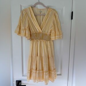 Max Studio Yellow Striped Midi Dress